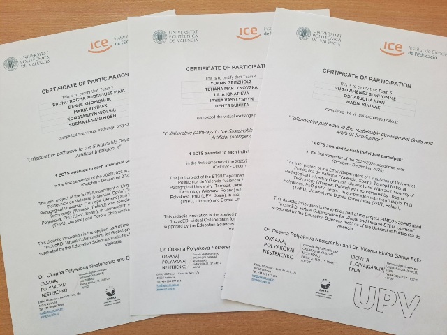 Сертифікати участі у «Collaborative pathways to the Sustainable Development Goals and Artificial Intelligence»